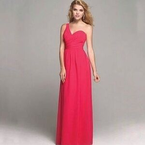 One Shoulder bridesmaid prom dress Maroon